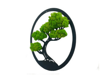 Dekoracja ścienna z mchu Chrobotka Drzewko BONSAI Średnica 30cm Jasnozielone - obrazek 2